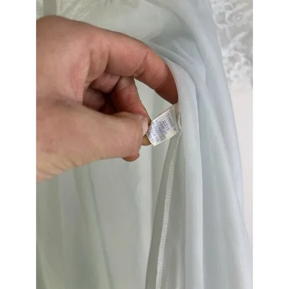 Vintage 60s Sheer Nylon Lace Full Sweep Negligee Pignoir USA - Picture 5 of 10